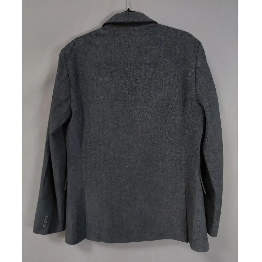 Gap Gray Herringbone Blazer Long Sleeve Collared Men Size S